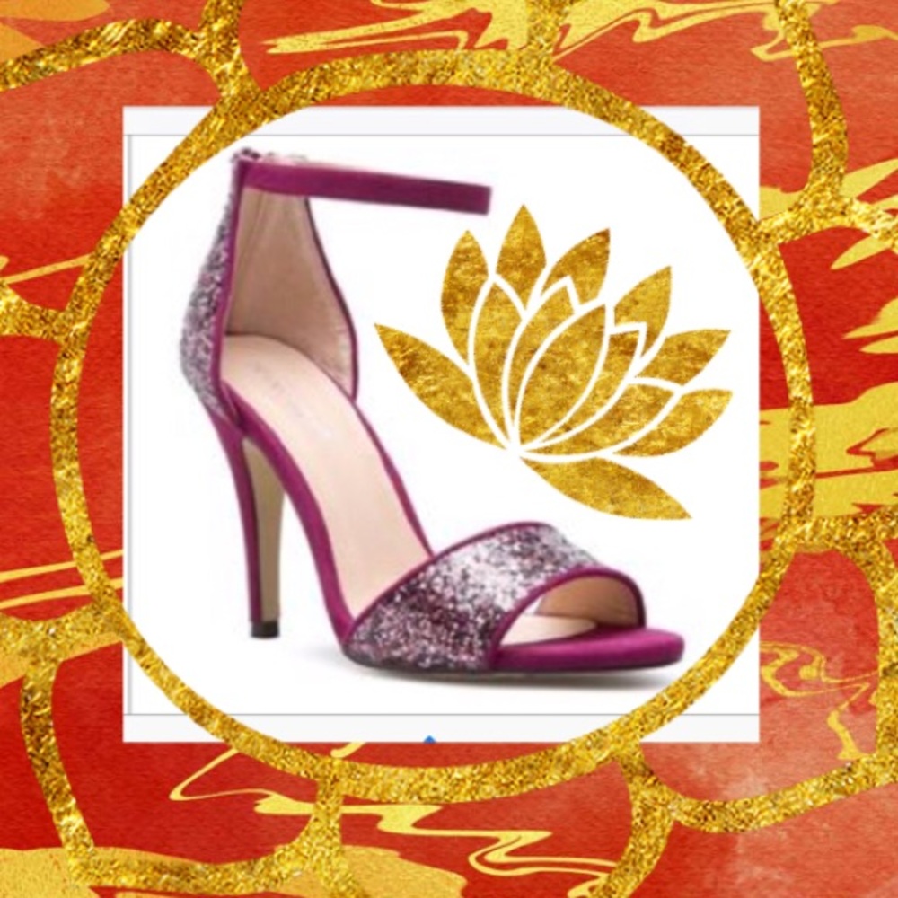 Glitter Ruby Faux Suede Heeled Sandals - Picture 8 of 8
